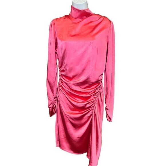A.L.C. Joss Womens Satin Asymmetric Mini Dress in Hibiscus NWT Size 6 - Picture 3 of 7